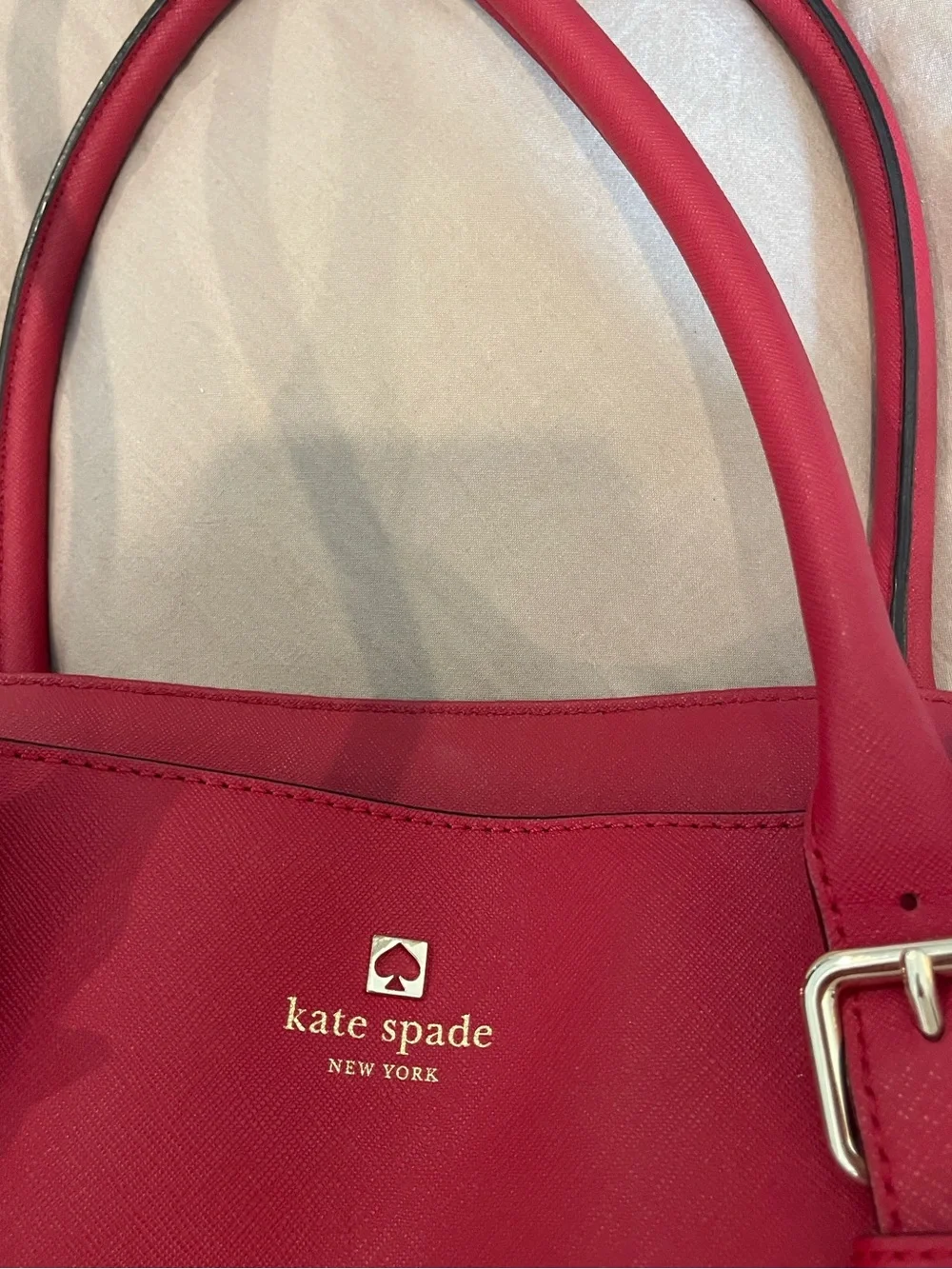 kate spade New York classic Red Saffiano Leather Tote Bag